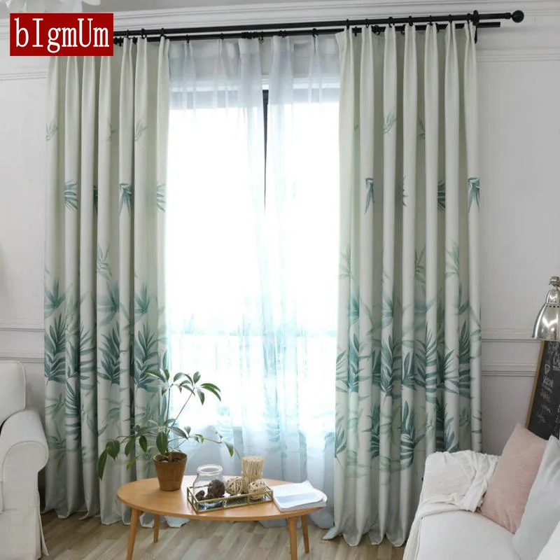 Stylish Bamboo Curtain Modern Chinese Style Bedroom Leaves Cortinas For Living Room Polyester Curtain Window Decorative Fabric