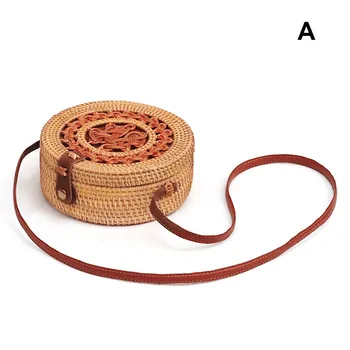 

2019 Crossbody Bags For Women Fashion Concise Retro Personality Hand Made Rattan Hollow Out Concise Shoulder Bag