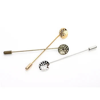 

10pcs 7.5CM Rhodium Gold Color Copper Hollow Brooch Base Hat Pin for Women Men's Brooches DIY Jewelry Making Accessories F4016