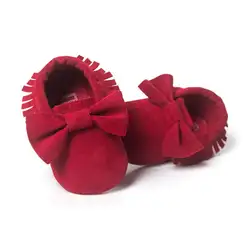 Милые Fringe детская мягкая подошва ПУ замшевая обувь для малышей Мокасины Prewalker X16