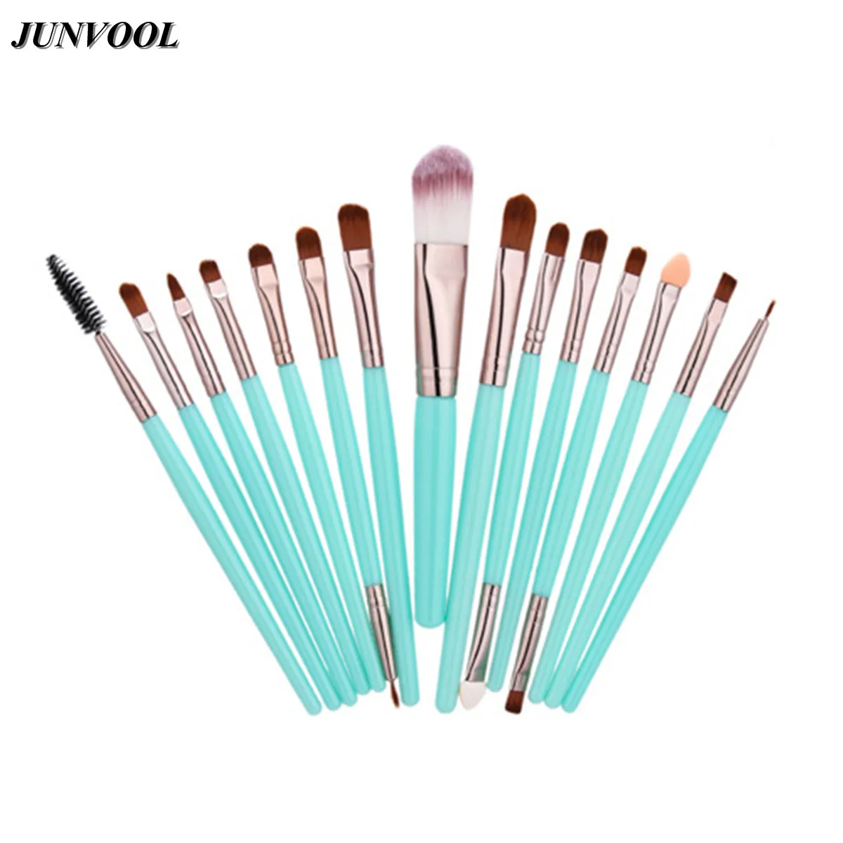 Eye Cosmetic Makeup Brush 15Pcs Green Brown Professional Women Foundation Eyeshadow Eyeliner Lip Brand Make Up Brushes Set | Красота и