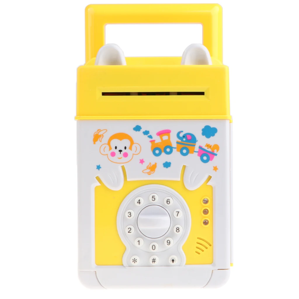 Electronic Password Piggy Bank for Kids Girls Boys Mini ATM Coin Cash Money Saving Box Pretend & Banking Toy Kid Gifts - Monkey