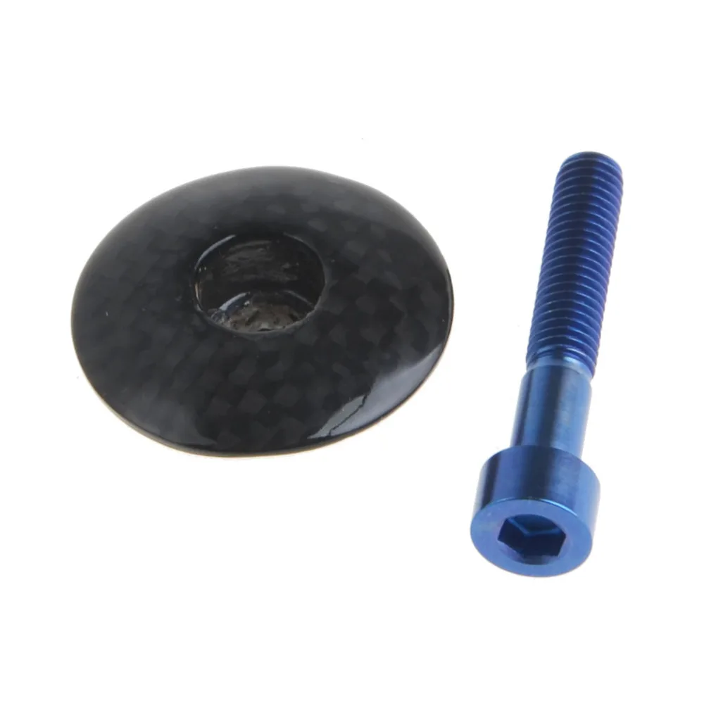 

Mountain Road Bike Full Carbon Fibre Stem Cover Bike Headsets Carbon Top Caps With M6x35 Titanium Bolts for Bicycle Parts