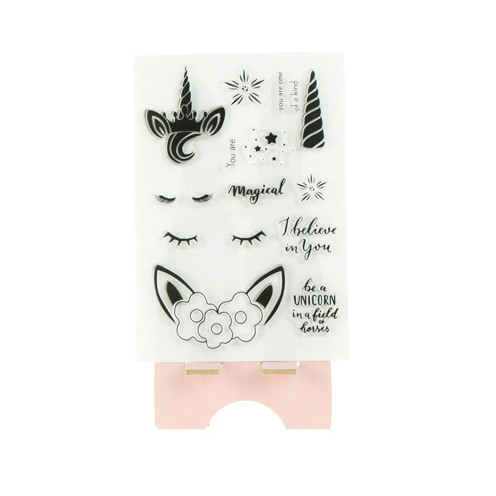 

Transparent Silicone Unicorn Pattern Stamp Dies Standard Clear Stamp for Decor Scrapbook DIY Invitation/Album Cards