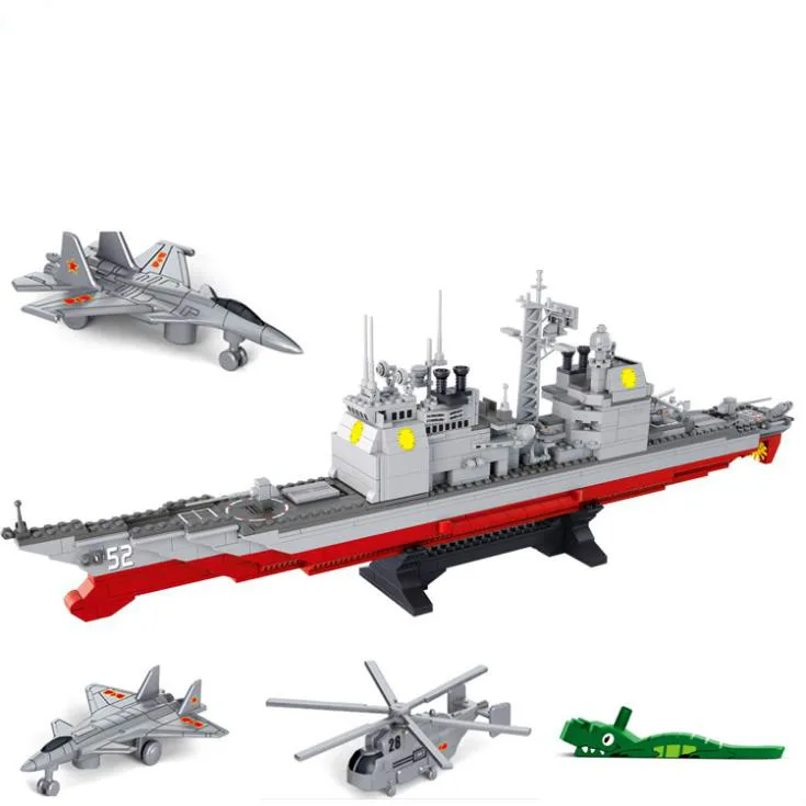 

Sluban Military Series Army NAVY Warship Model Building Blocks CRUISER Plane Carrier Bricks Gift Compatible with Lego 883PCS