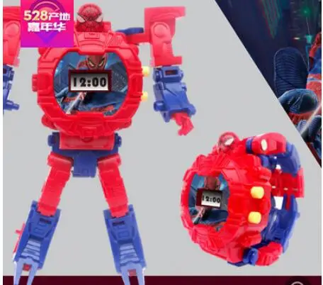 Дропшиппинг робот трансформация наручные часы игрушка меха Робот Электронные часы детские спортивные Мультяшные часы детские рождественские подарки - Цвет: Красный