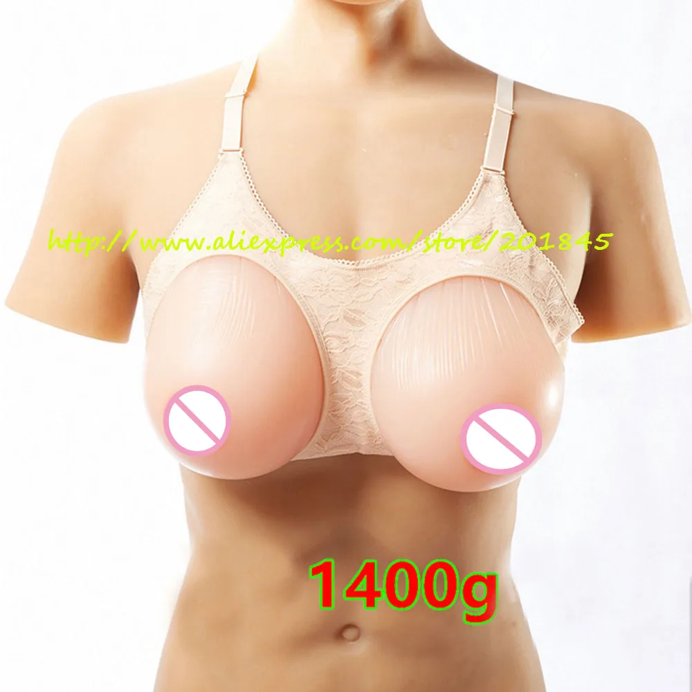 

New Soft Silicone Breast Form 1400g/Pair Artificial Fake False Chest Prosthesis Breast Enhancer For Crossdresser