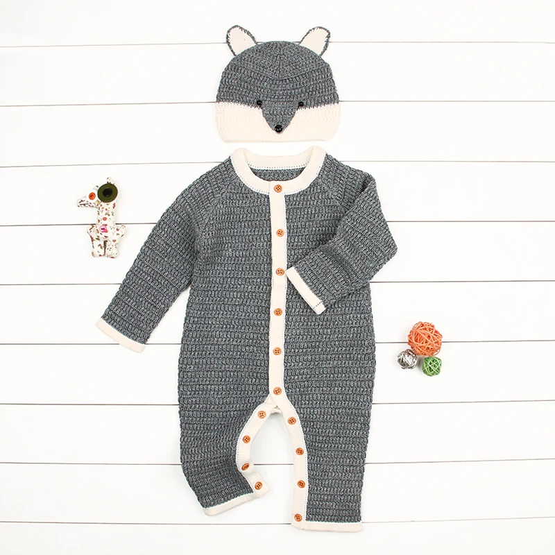 CieiK Baby Clothes Boy Girl Spring Romper+Hat 2 pcslot 2018 Knitted Jumpsuit Newborn Costume Warm Overall Infant Winter Outwear (33)
