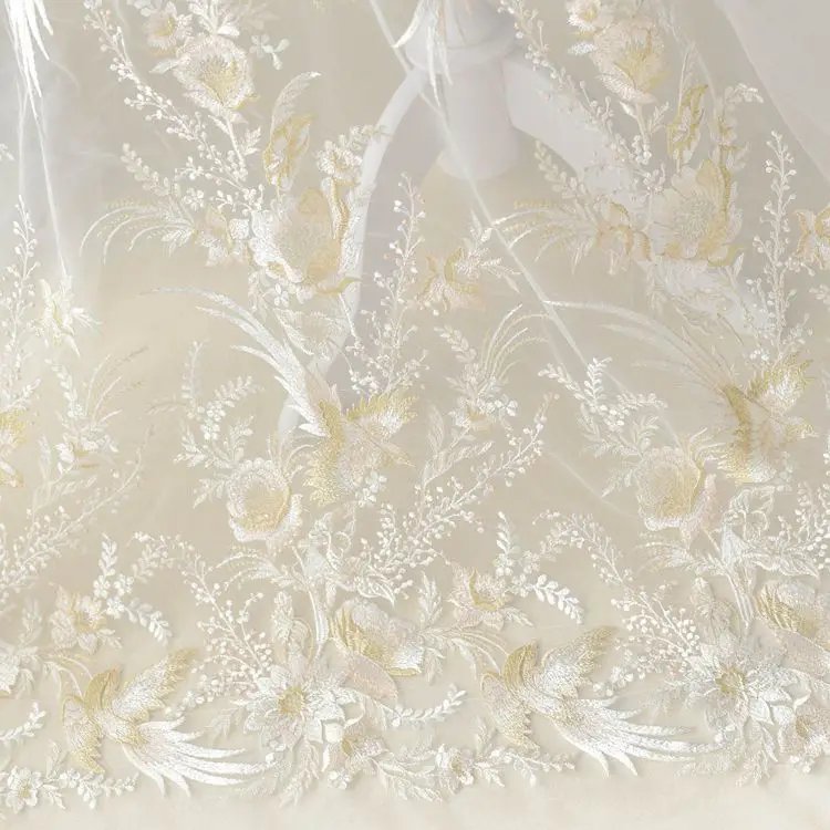 

Bird floral embroidery lace accessories wedding dress handmade diy fabric clothing costume cloth
