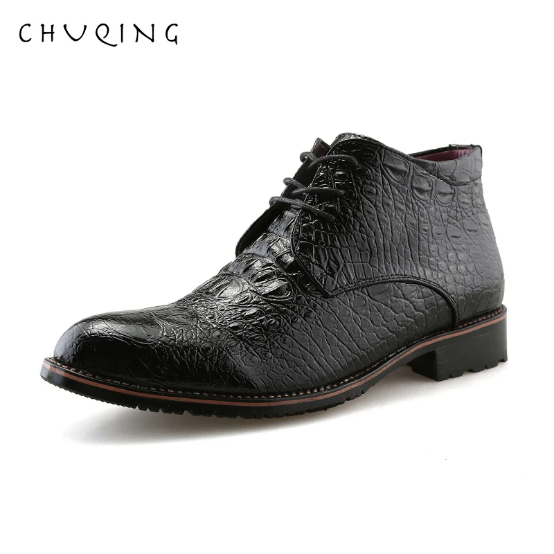 

CHUQING 2019 Autumn and Winter New Boots in High-top Leather Fashion Men's Casual Office Business Shoes Wedding Shoes