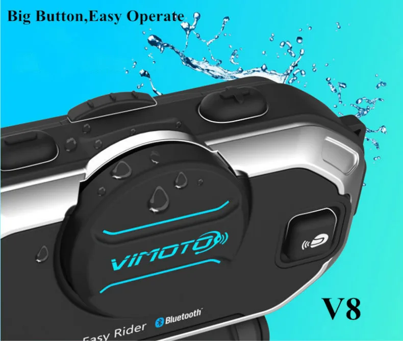 Motorcycle Helmet Bluetooth Headset Vimoto V8 850mAh Multi-function BT Interphone Motorbike Stereo Headphones for Two Way Radios (10)