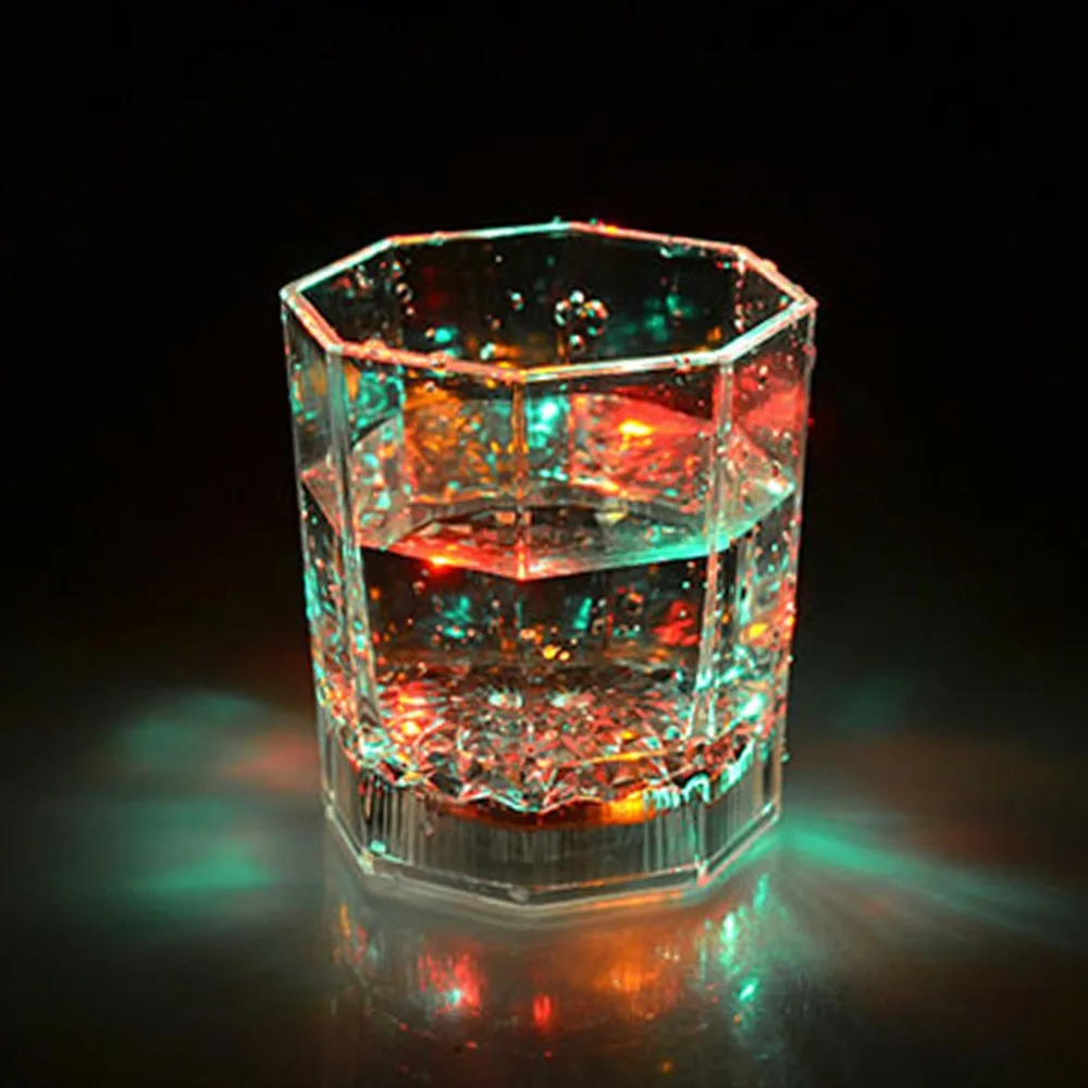8 цветов светодиодный пластиковый прозрачный стаканчик для бара клуба бокал для вина красочные мигающие Восьмиугольные светящиеся стаканчики