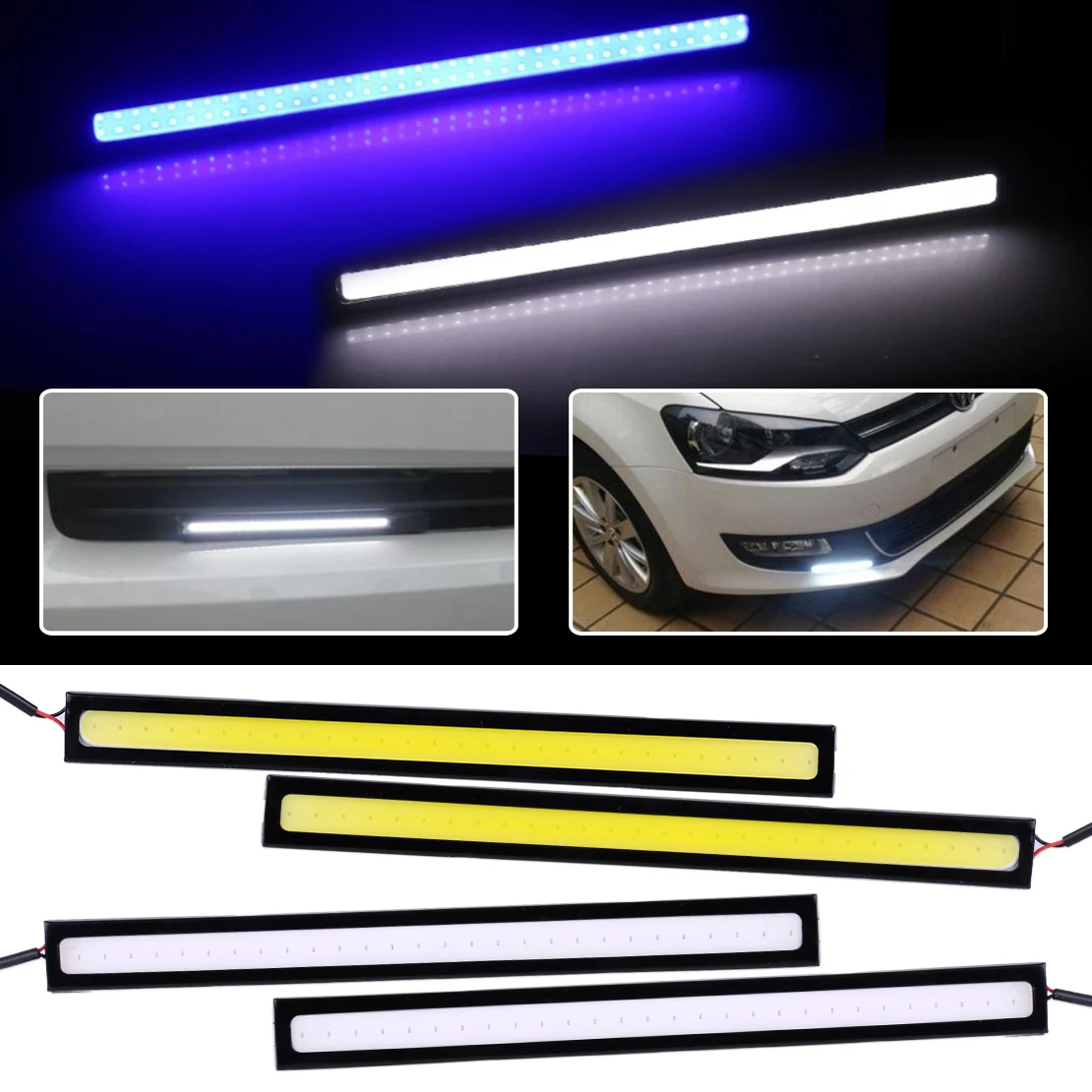 

DWCX 2Pcs 12V Car Waterproof Super Bright COB LED Daytime Running Light DRL Fog Driving Lamp Fit For VW Golf Audi Honda Hyundai