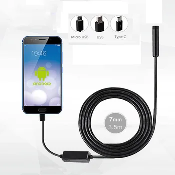 

3 in 1 Endoscope Camera 7mm USB Mini Endoscope Camera IP67 Waterproof 6 LED Endoscopy Camera For Windows Macbook PC Android