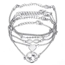 Новые творческие ретро полые map люблю повезло 8 слово оболочки размер цепи Набор браслетов с бусинами браслеты для женщин очаровательные вечерние украшения