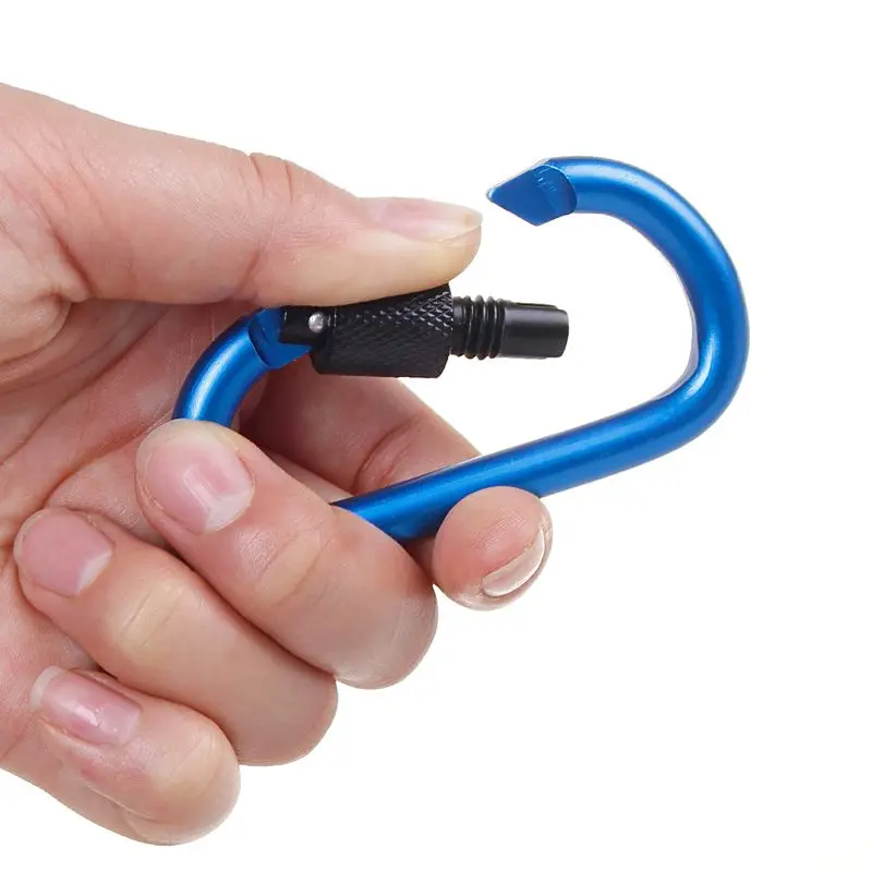 

10Pcs Aluminum D Shape Buckle Carabiner Key Chain Snap Hook with Screw Cap Camping Equipment KH889