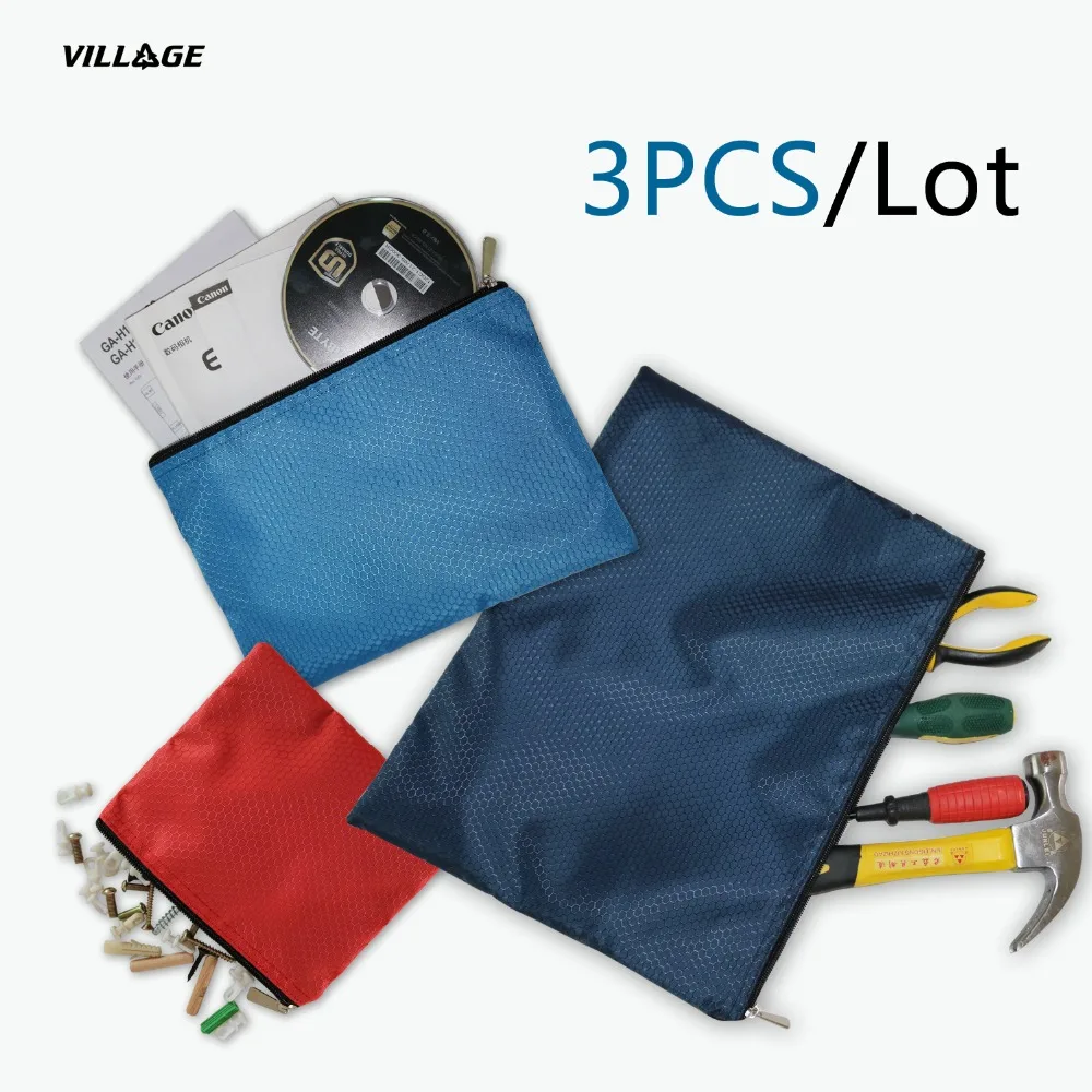 

VILLGE VILLGE 3PC Zipper Cosmetic Bag Holder Traveler's Notebook Diary Accessory Tickets Card Storage Standard Pocket