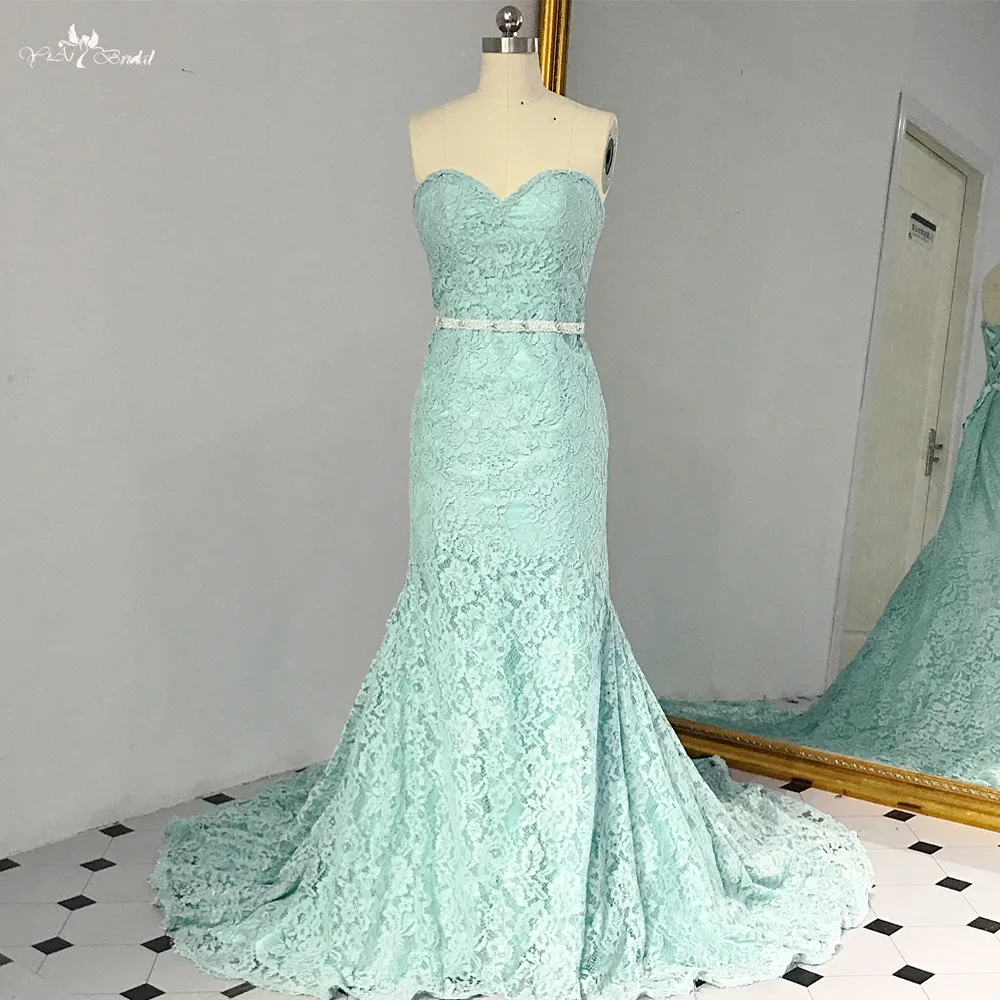 Rse7 Long Mint Green Lace Mermaid Prom Dress 18 Prom Dresses Aliexpress