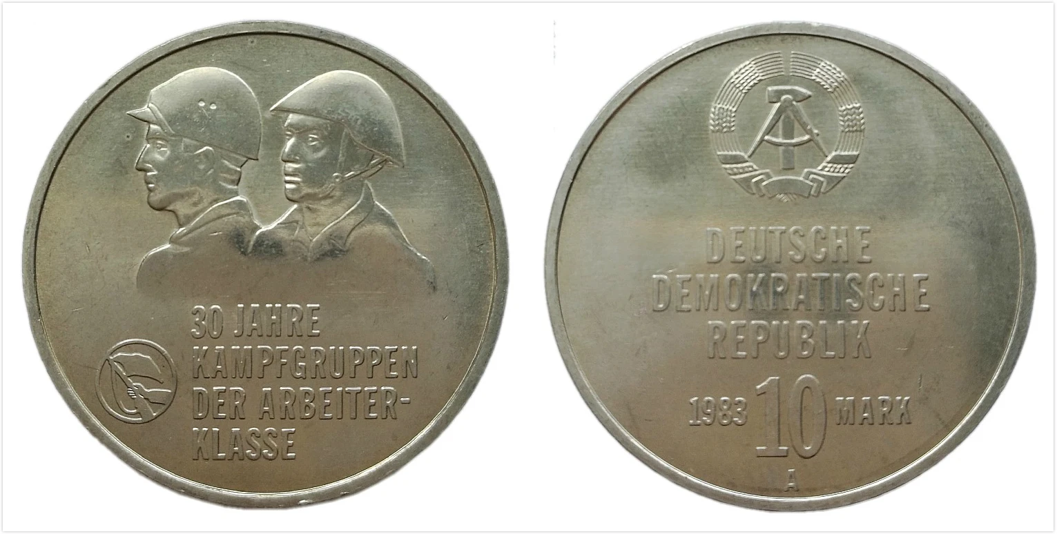 

East Democratic Germany 10 Mark 30th Anniversary of the Worker Combat Team Commemorate Coin 1983 Eu 100% Real Original Coins