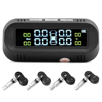 

VODOOL C68 USB Car TPMS Tire Pressure Sensor Monitoring Systerm Solar Power Bluetooth LCD Display Security Alarm Tyre Pressure