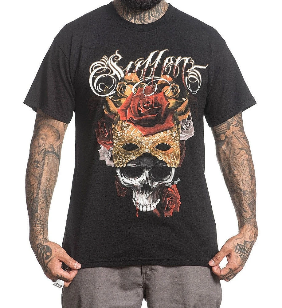 

Sullen Men Venetian Rose Mask T Shirt Black