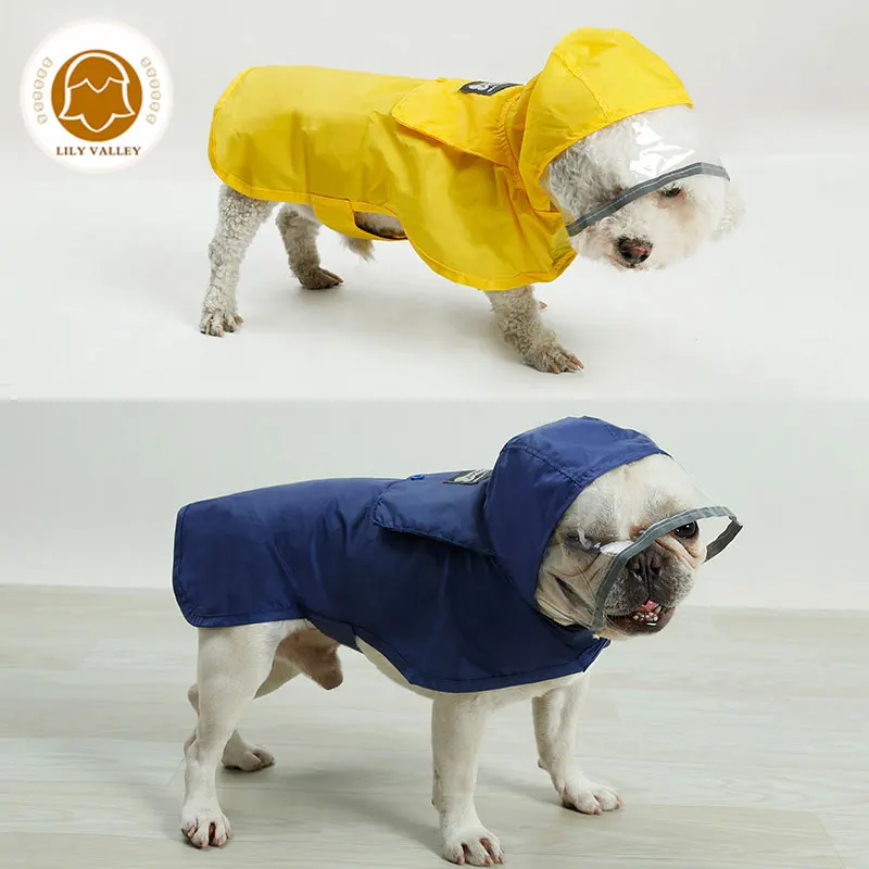 Dog Raincoat Waterproof Nylon Hooded Rain Coats Clothes for Small Large