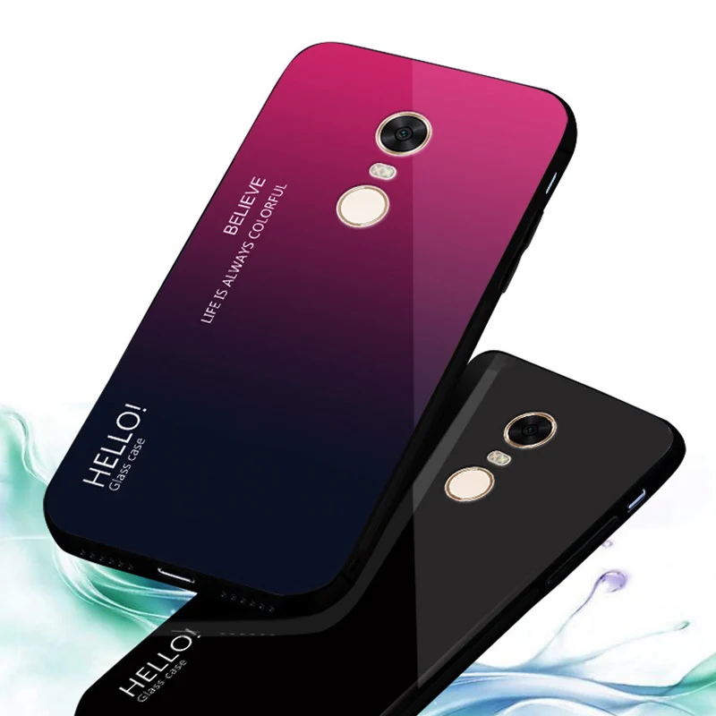 Градиентный чехол из закаленного стекла для Xiaomi Redmi Note 5 Pro S2 4 4X 5A Prime
