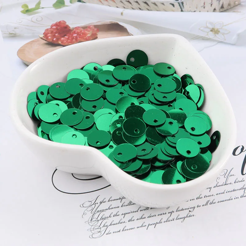 10 г(1000 шт) 6 мм, плоские круглые тесьма с пайетками для шитья свадьбы ремесло ПВХ конфетти-блестки для одежды аксессуары с 1 боковым отверстием - Цвет: Dark Green