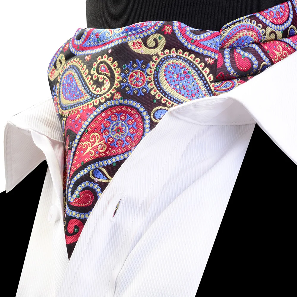 RBOCOTT Men's Ascot Vintage Classic Paisley Neckwear Scrunch Self