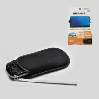 

2in1 Protective Storage Bag Pouch+wrist lanyard Strap+Screen Protector Film Cover Case for Sony PlayStation PSP 1000 2000 3000