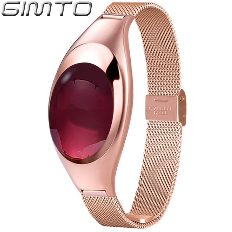 Kopen GIMTO Fashion Luxe Smart Vrouwen Armband Horloge Rose Goud Smalle Band Bluetooth Smart Apparaat voor IOS Android amp; Telefoon Waterdichte