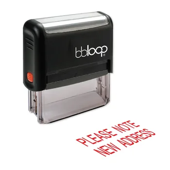 

BBloop "PLEASE NOTE NEW ADDRESS" Self-Inking Stamp, Rectangular, Laser Engraved, RED