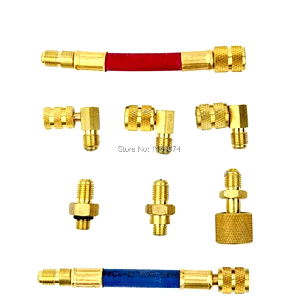 8pcs Car AC Air Conditioner Refrigeration R134A R12 Converting Adapter