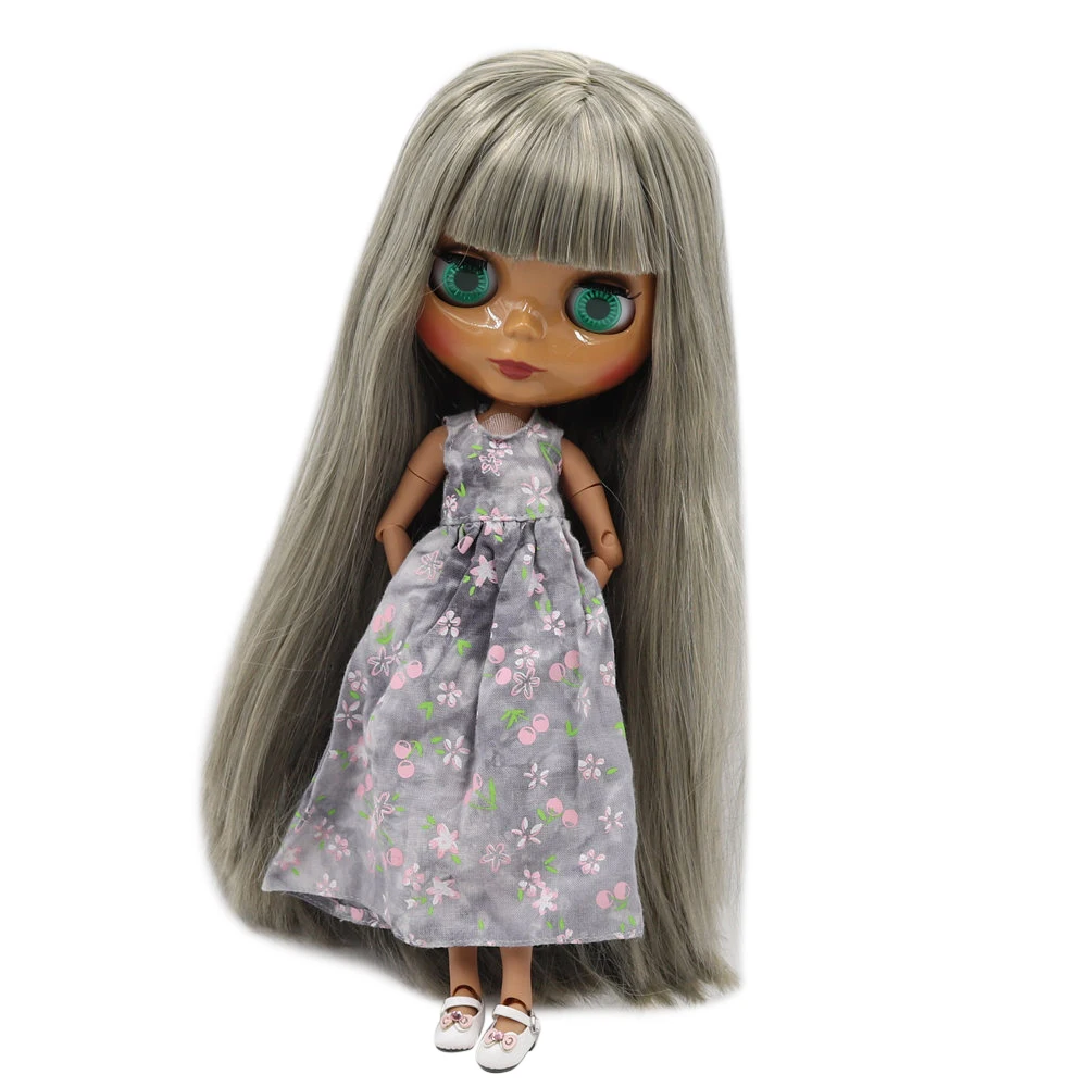 

ICY Nude Factory Blyth doll white skin joint body Gray straight hair.No.BL538/9016