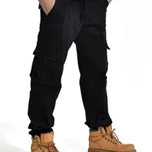 Мода#1955 хлопок мужские брюки карго осень зима прямой Большой размер комбинезон мужские длинные брюки 34 36 38 низ
