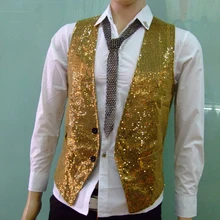 Мужская Высококачественная стильная сценическая безрукавка, тонкий костюм с блестками, жилеты, костюмы с блестками, одежда S-XXXL