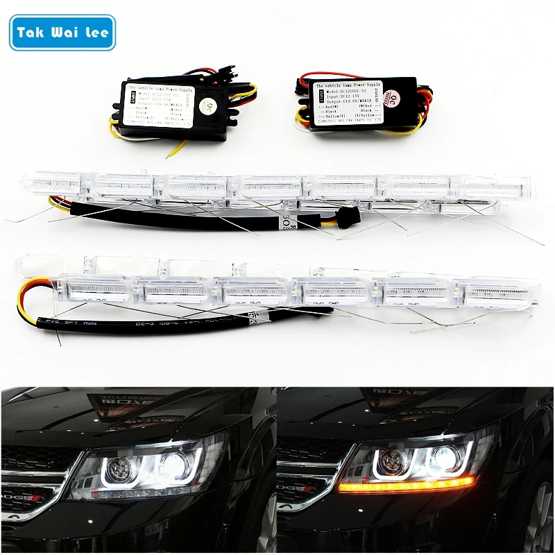 

Tak Wai Lee 2X Flexible Crystal Flow Meteor Bar Lamp Telescopic Eyes Steering LED DRL Daytime Running Light Car Fog Headlight