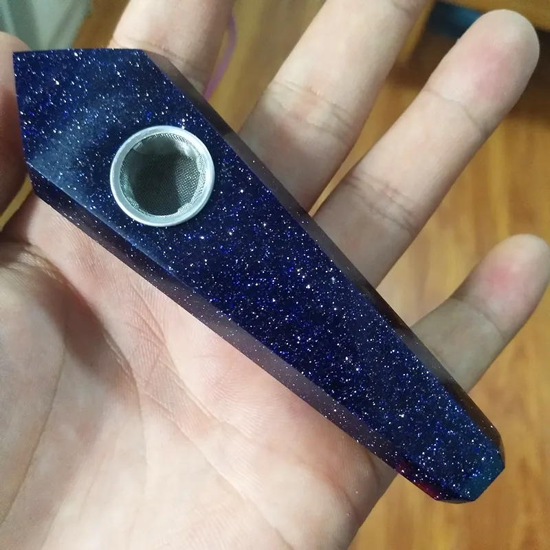 

Natural blue sand crystal pipe. crystal wand smoking pipe Treatment cigarettes and tobacco pipe