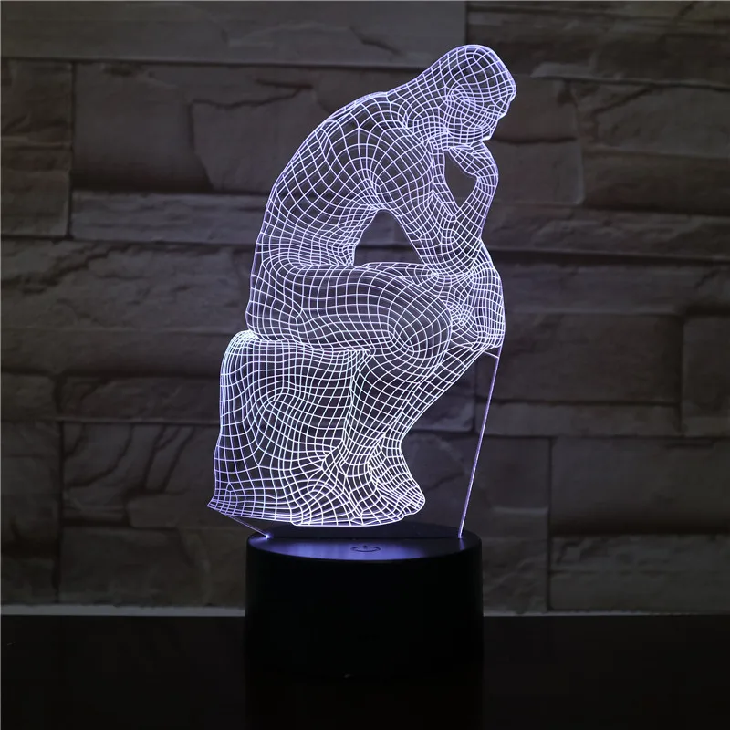 

The Thinker LED Night Light sculpture Figure Touch Sensor RGB Decorative Lamp Child Kids Le Penseur Lighting Desk lamp bedside
