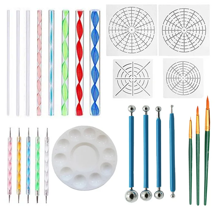 

25pcs/set Painting Nail Art Dotting Pen Professional 2 way Decoration Manicure Tools Kit Shellhard