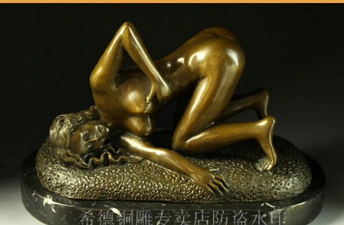 

West Deco Sculpture Sexy Beautiful Naked Woman Bronze Statue