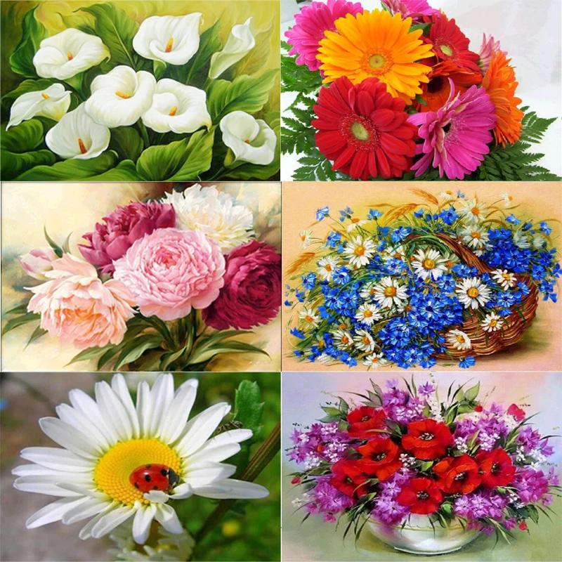 

Flower arranging 5D DIY diamond Painting flowers Cross Stitch diamond embroidery mosaic diamonds wall stickers home decor vase