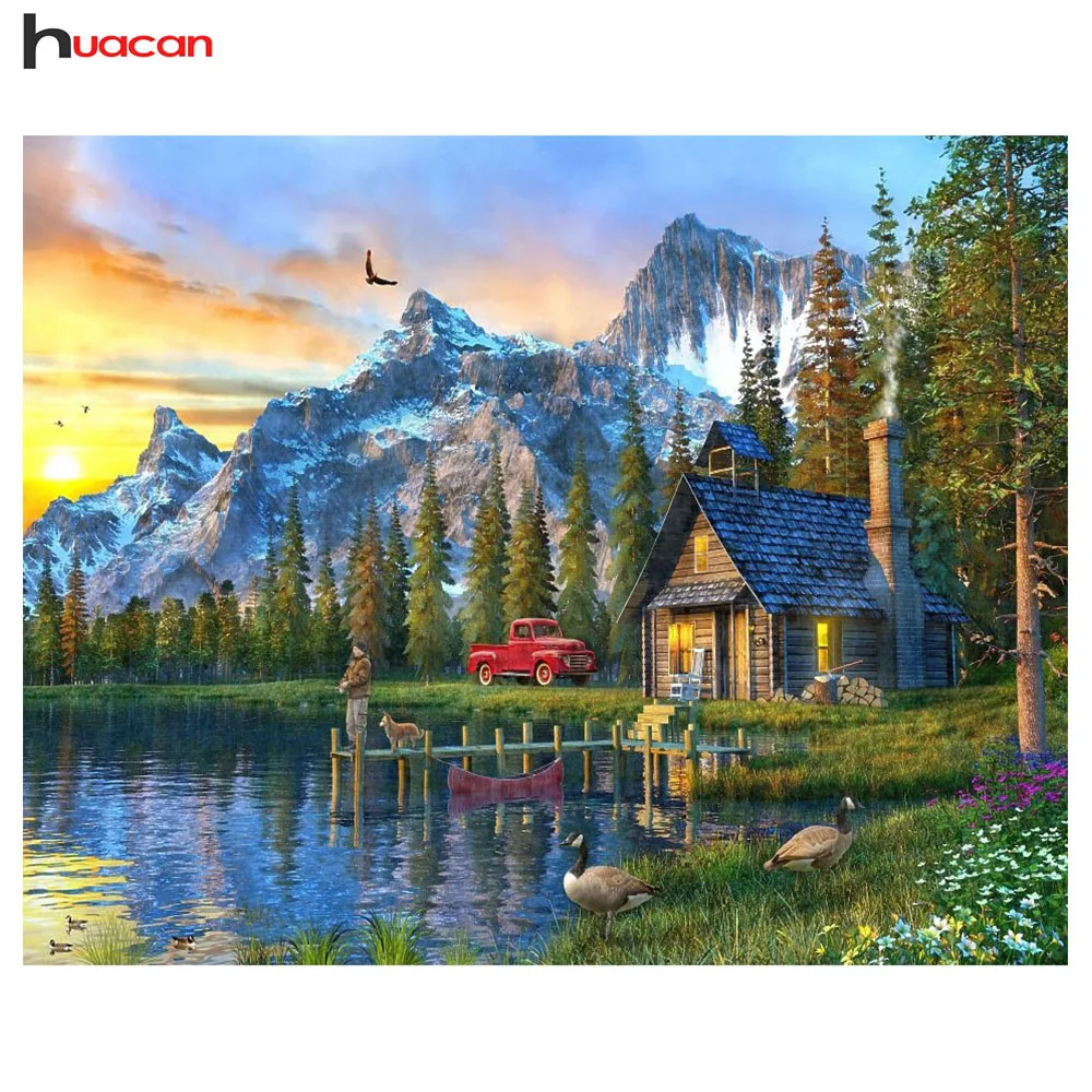 

Huacan DIY 5D Diamond Embroidery Full Kit Crystals Diamond Mosaic Picture Rhinestones Diamond Painting Cross Stitch Landscape