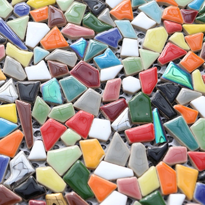 

Irregular Rainbow Colours Ceramic Mosaic Tile DIY Nursery School Kindergarten Wall Tile Bathroom Swimming Pool Step Fish Pond