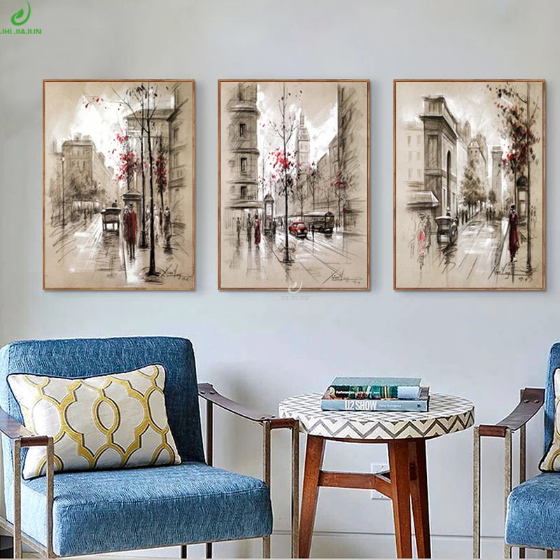 

JHLJIAJUN Canvas Painting Nordic London Street Retro Wall Art Print And Poster Modern Minimalist Study Living Room Home Decor