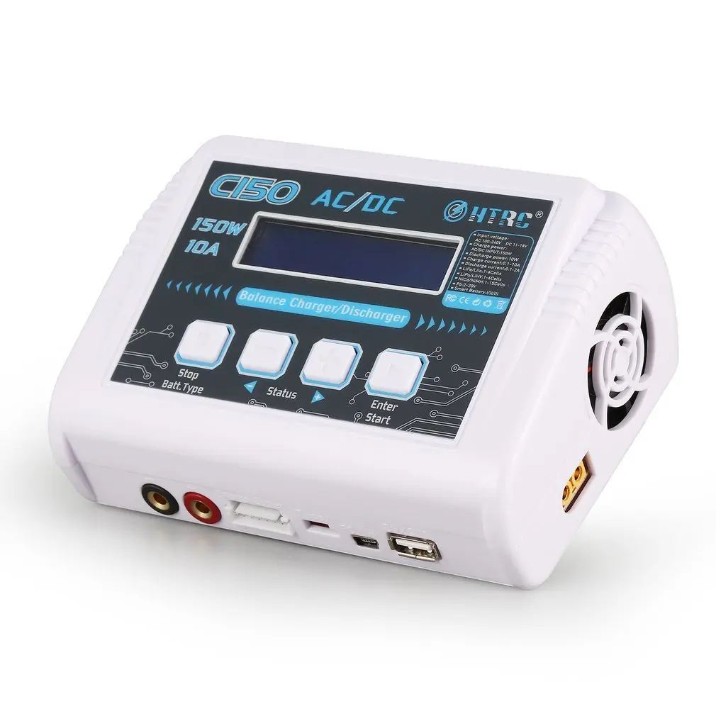 

New Arrival HTRC C150 AC/DC 150W 10A RC Smart Battery Balance Charger for LiPo LiHV LiFe Lilon NiCd NiMh Pb battery Discharger