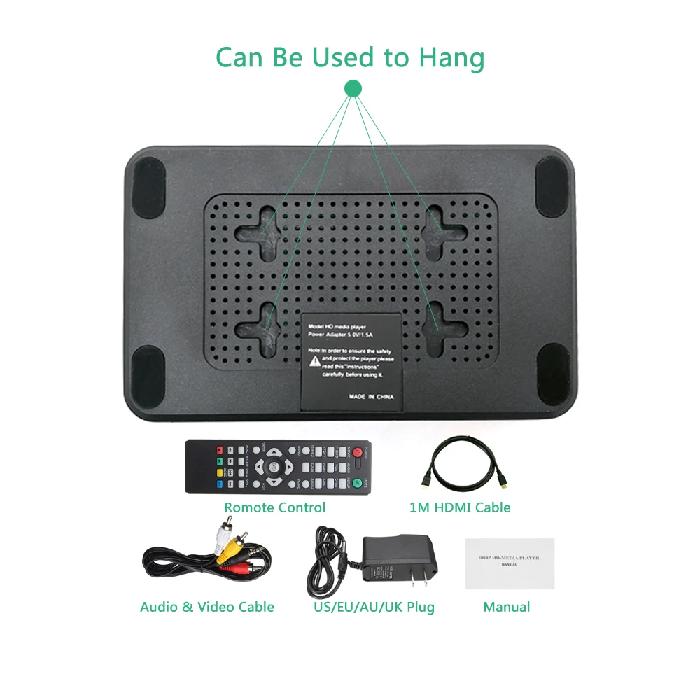 Мини медиа Full HD мультимедийный плеер Autoplay 1080 P USB внешний HDD SD U диск медиаплеер с HDMI кабелем VGA AV для MKV RMVB