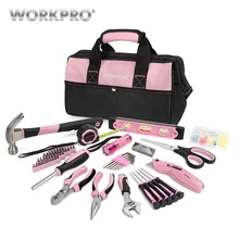 WORKPRO 75 шт. набор инструментов для дома, розовый набор инструментов для дома, Набор отверток, набор инструментов с фонариком