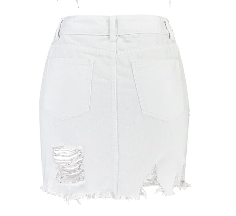 Women's high waist hip half skirt in pure white irregular worn foot tassel spring summer popular wild (8)