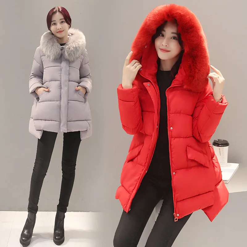 Maternity Winter Coat Long Loose Hooded Fashion Thicken Down Coat For Pregnant Women Pregnancy Coats Fur Collar Outerwear Jacket